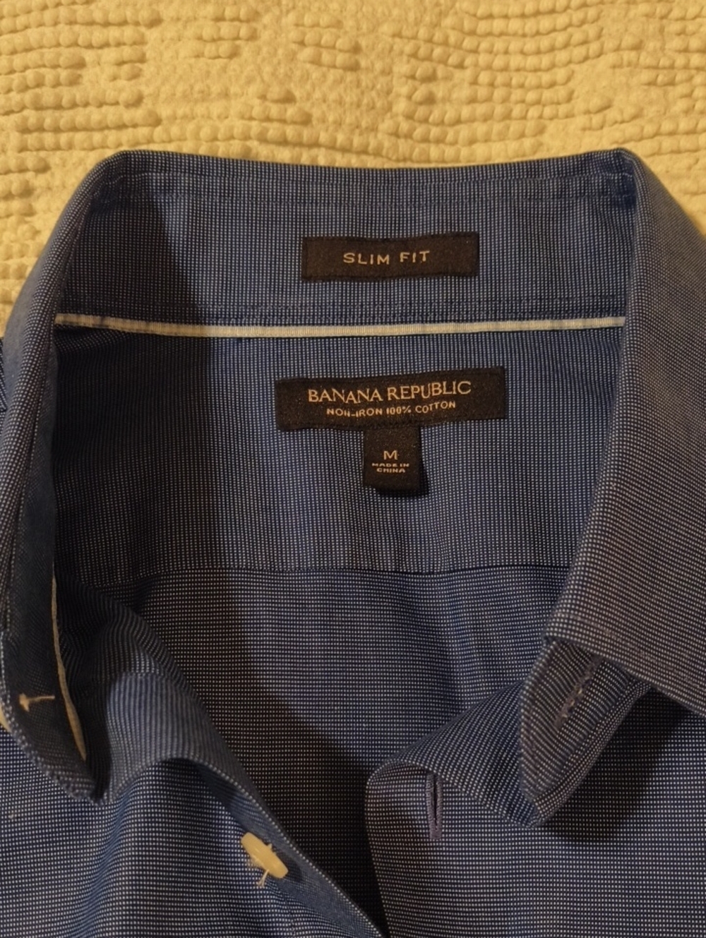 STYLE!! Banana Republic Slim Fit Ocean Blue Micro-Pattern Dress Shirt Mens Med.